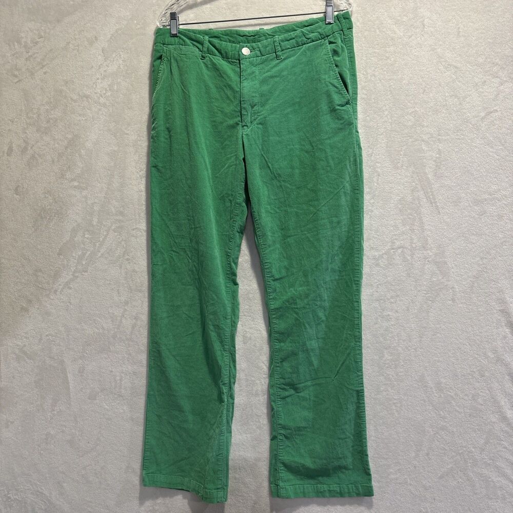 Bonobos Mens Green Athletic Boot Velour Pants Cotton Stretch Size 33/34 Preppy